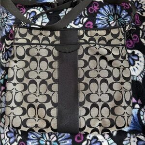 Coach Monogram Crossbody Bag - Black and Gray